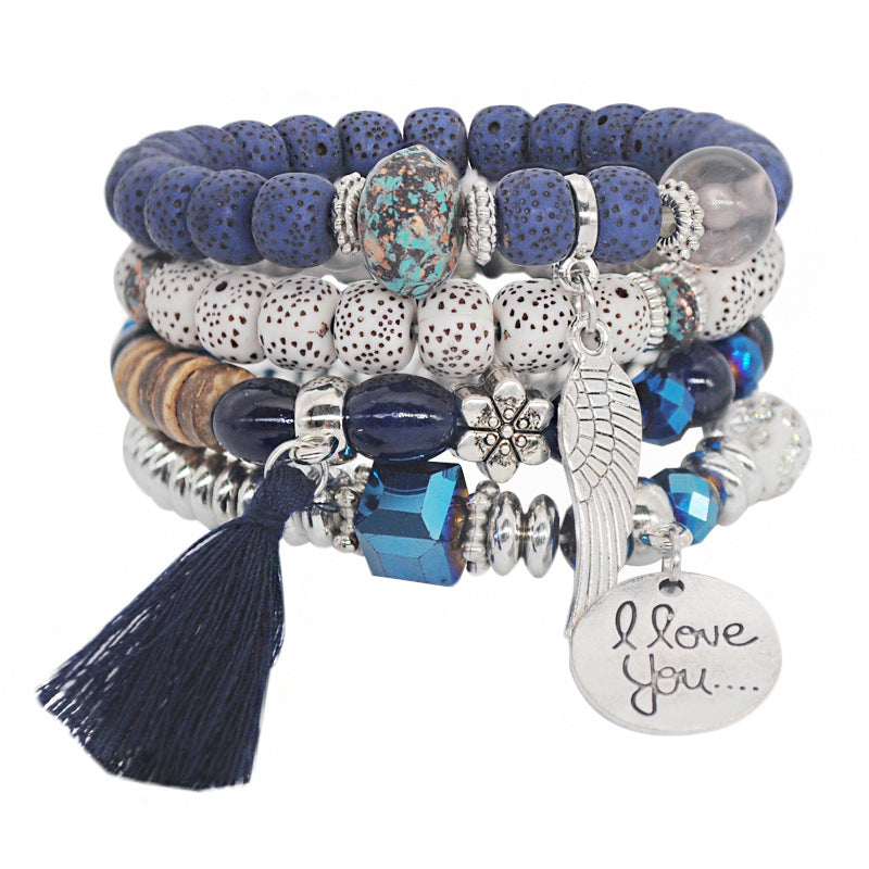 Wholesale Angel Wings Vintage Beaded Multi Layered Handstring